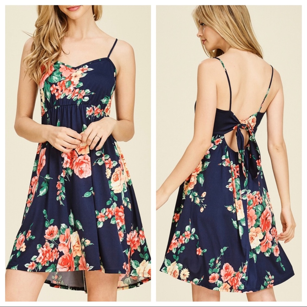 Navy Floral Dress by White Birch